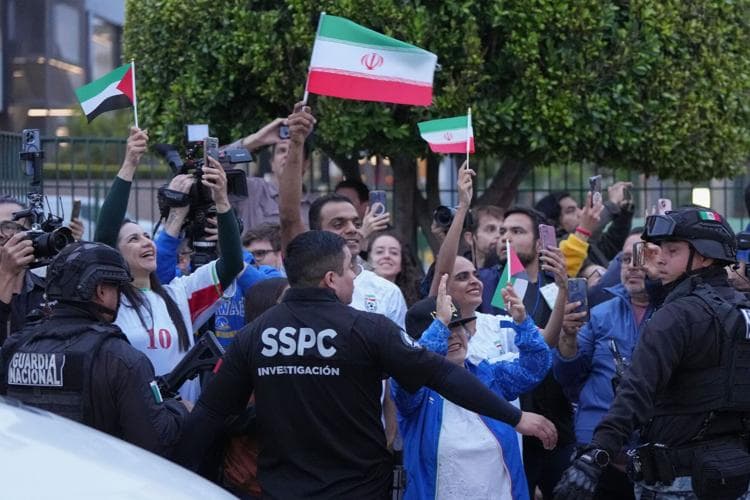 Fans gathered outside Team Melli’s hotel in Tijuana before the squad departed for Los Angeles.